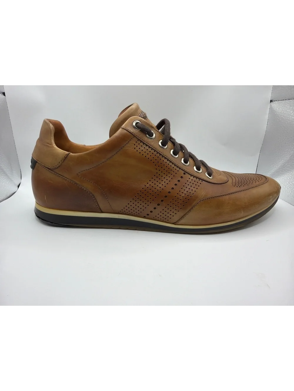 Magnanni Men's Brown Leather Casual Sneakers Size 9.5